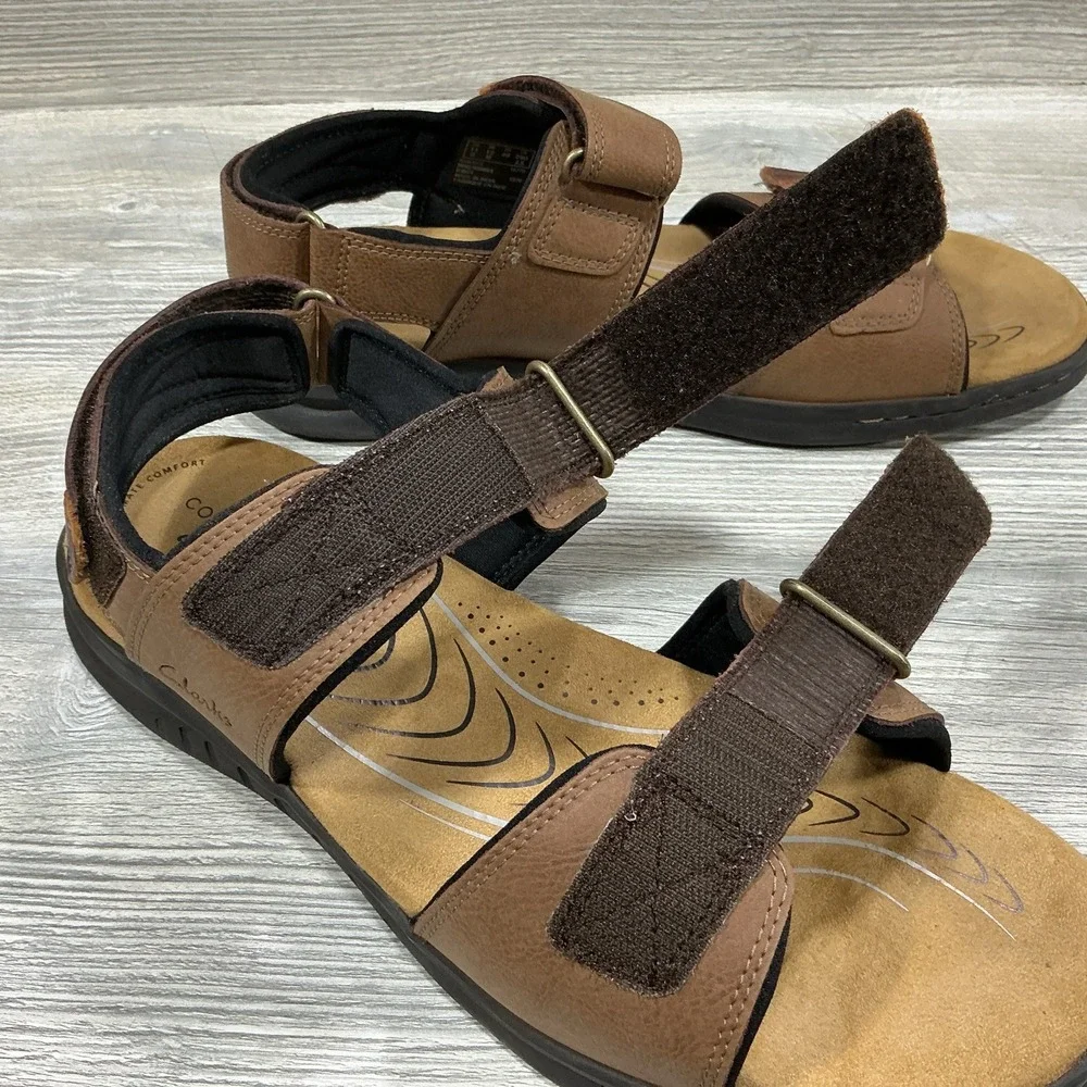 Clarks Collection 261594717110 Tan Leather Hapsford Creek Sandals Men's US 12 M